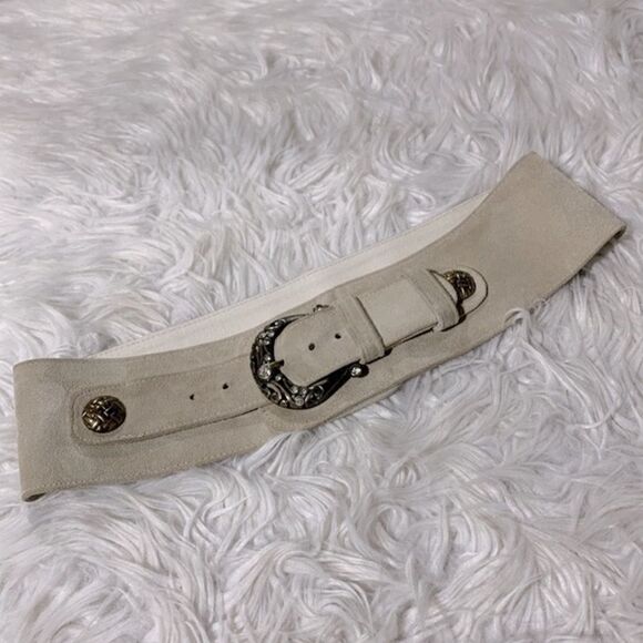 AMORE MIO suede belt goldtone hardware with rhinestones/crystals sz Small - Picture 10 of 10